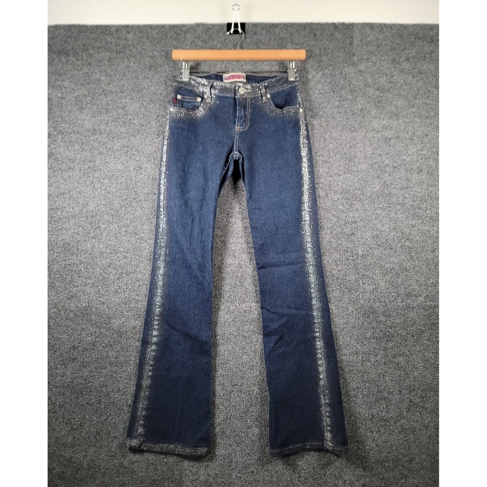 Vintage Z. Cavaricci Low Rise Jeans Size 3 Mini Flare 26" Waist Glitter Y2K RARE